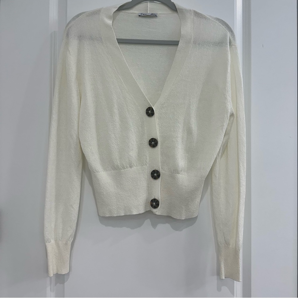 Anthropologie Dex Cardigan Small Cream Ivory button up